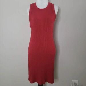 Sleeveless Red Ribbed Dress